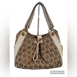 Leather-trimmed Michael Kors Signature Bag (Authentic)